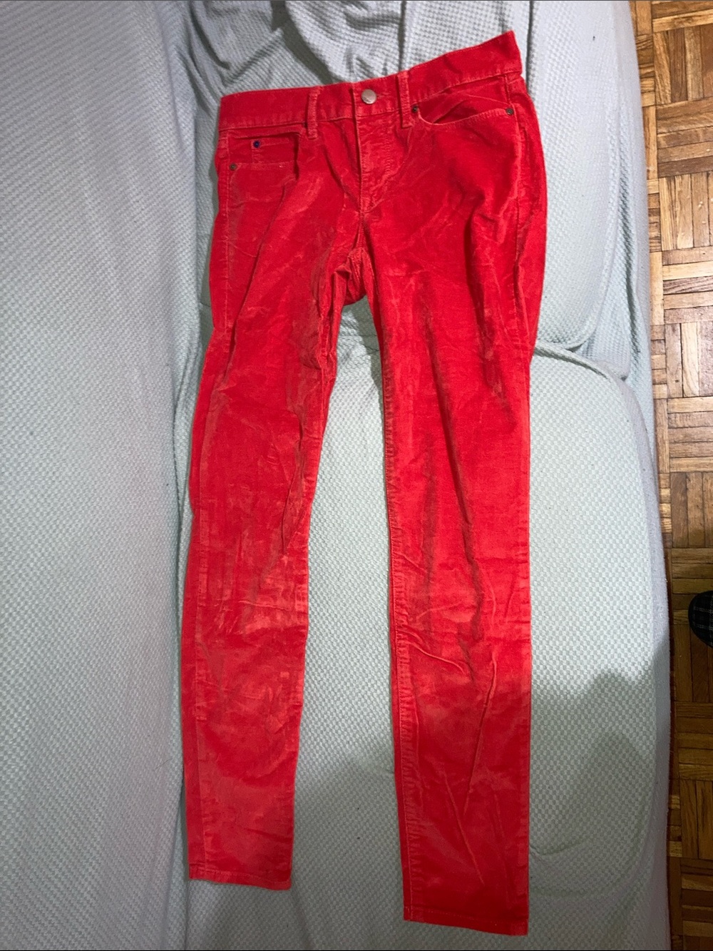 GAP 1969 Bright Red Corduroy Waistband Detail